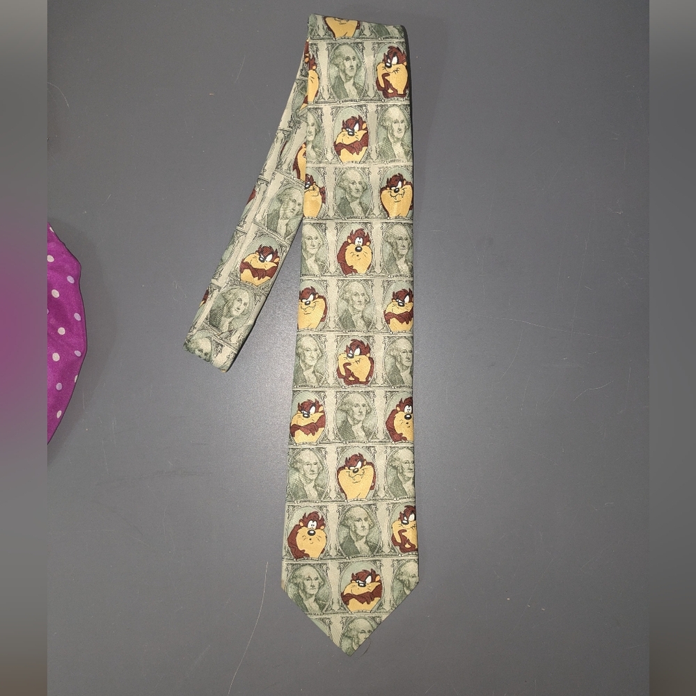 Vintage Looney Tunes Mania 1997 Taz Money Tie